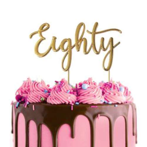 Eighty Metal Gold Cake Topper - Click Image to Close